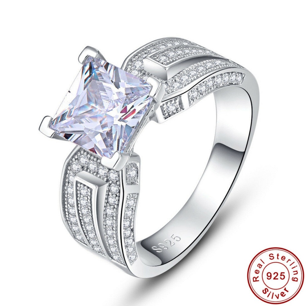 White Topaz 100% 925 Sterling Silver Ring